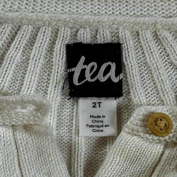Tea Collection Ribbed Cardigan, Chalk Color, Size 2T - Picture 4 of 6